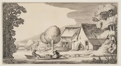 Farmer and Woman Farmer in a Row-Boat, from Landscapes (Playsante Lantschappen)