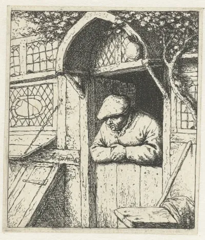 Farmer Leaning on the Lower Half of a Door