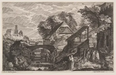 Farmhouses on the Right of a River, from Eight Scenes from Bohemia
