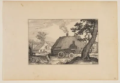 Farms, Chassis of a Cart in Centre, from Landscapes (Verscheyden aerdige Lanthuysen...)