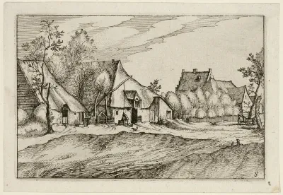 Farms in a Village, plate eight after Pictures of Farms, Country Houses and Rustic Villages (Praediorum villarum et rusticarum casularum icones)
