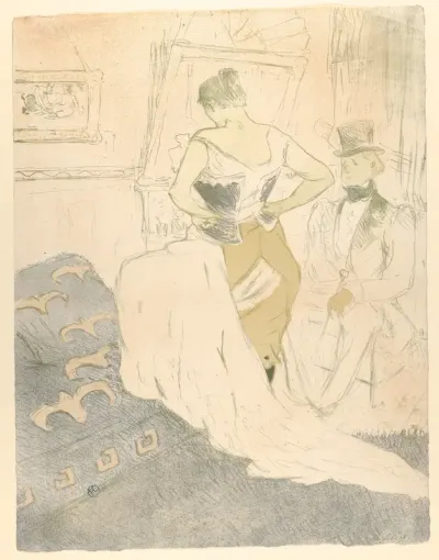 Fastening a Corset, from "Elles"