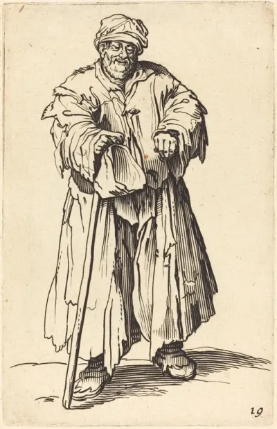 Fat Beggar with Eyes Cast Down