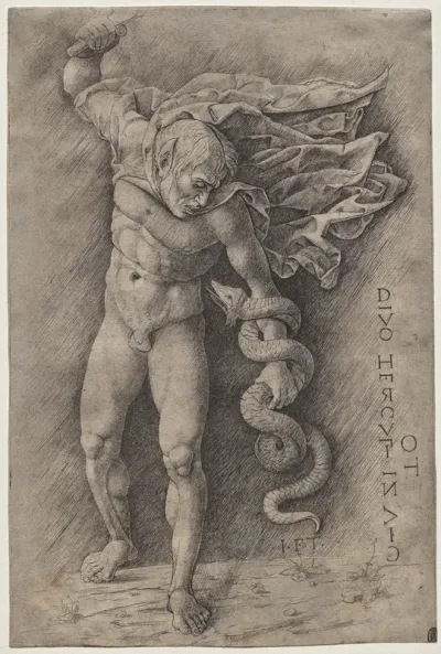 Faun Attacking a Snake