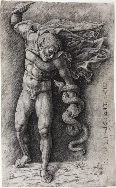 Faun Attacking a Snake