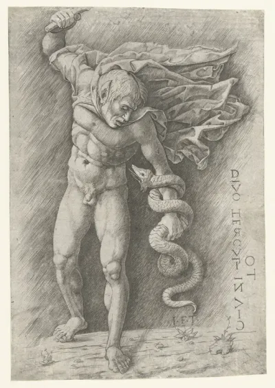 Faun Fighting a Snake