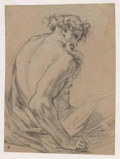 Faun of sater, zittend naar rechts