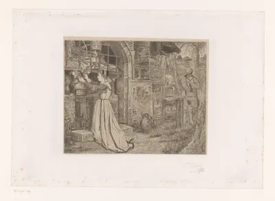 Faust en Gretchen in een tuin bij een kapel