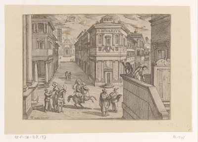 Februari: stadsgezicht met serenade (vissen)