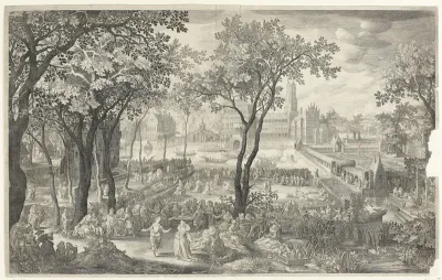 Feest in tuin van kasteel
