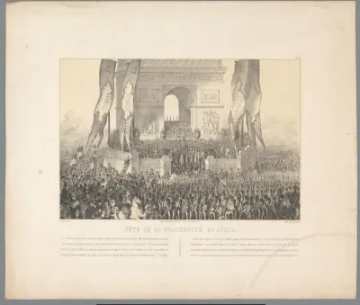 Feest van de broederschap bij de Arc de Triomphe, 20 april 1848