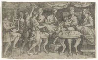 Feestmaal van Dido en Aeneas en Cupido vermomd als Ascanius