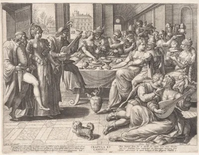 Feestvierend gezelschap rond een tafel