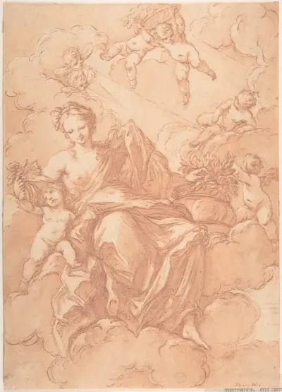 Female Allegorical Figure With Cherubs(?)