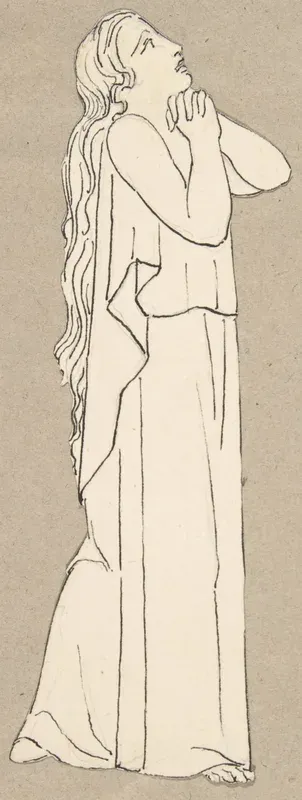 Female classical figure (design for large fireplace white tiles produced in Wedgwood's factory)
