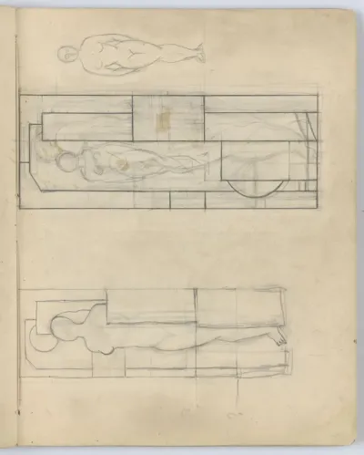Female Nude in Cubist Grid