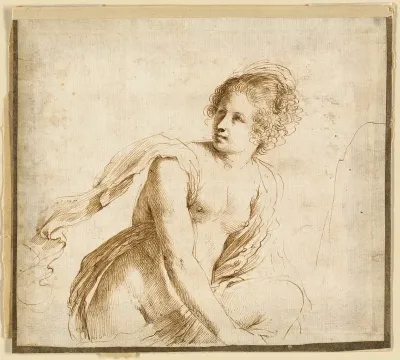 Female Nude Turning Towards Left, Clasping Knee
