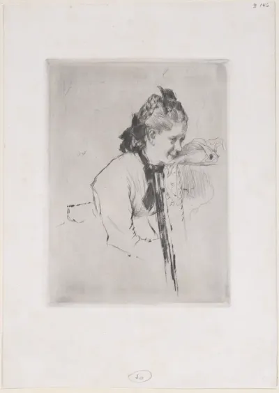 Femme de métier (étude de jeune fille appuyée sur une chaise)