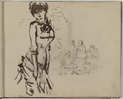 Femme et scène de taverne