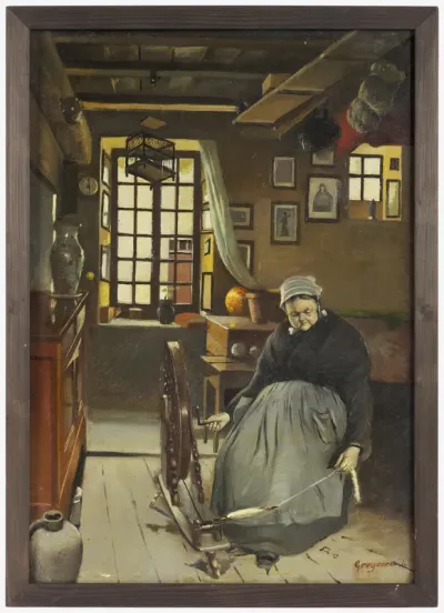 Femme filant dans un intérieur (979.0011.22)