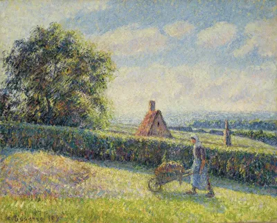 Femme poussant une brouette, Éragny