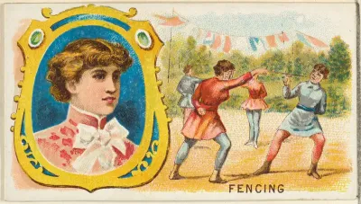 Fencing, from the Games and Sports series (N165) for Old Judge Cigarettes