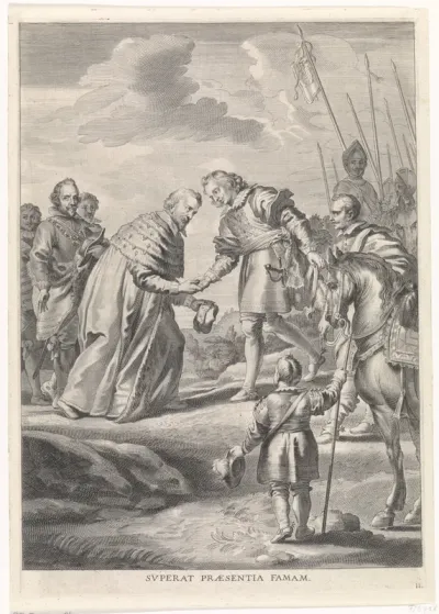 Ferdinand begroet door de aartsbisschop van Keulen