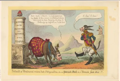 Ferdinand VII en Lodewijk Anton van Bourbon als twee ezels