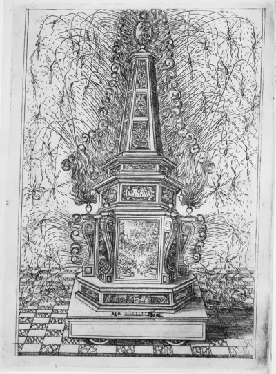 Festival for Saint Placidus, Messina, August 2, 1589: Fireworks Obelisk