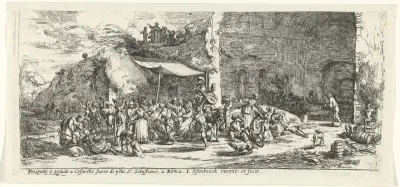Festiviteiten bij de ruïnes van de grot van de nimf Egeria