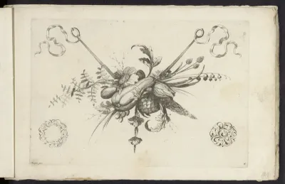 Festoen met bloemen, bladeren en vruchten