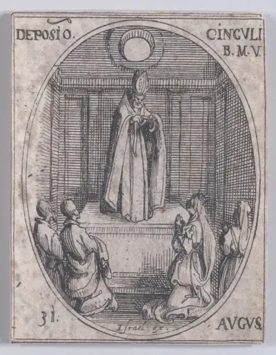 Fête à la Sainte Vierge (Celebration of the Blessed Virgin), August 31st, from "Les Images De Tous Les Saincts et Saintes de L'Année" (Images of All of the Saints and Religious Events of the Year)