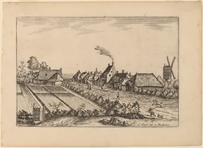 Fields and a Village Road with Post Mill