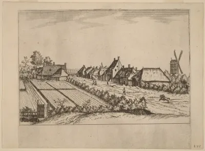 Fields and a Village Road with Post Mill