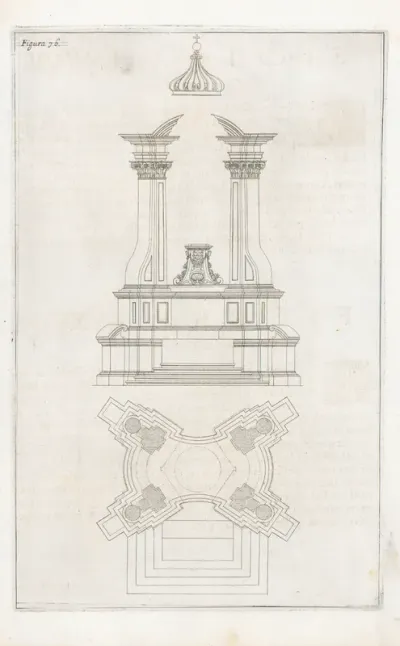 Fig.76.- Plán a výška oltára