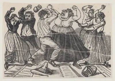 Fight between mothers-in-law from a broadside entitled 'Pleito de suegras'