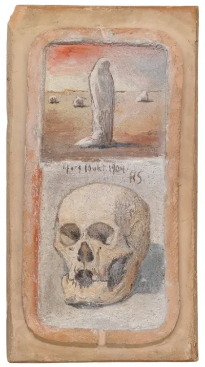 Figure in the Desert and a Skull, fresco study for Tampere Cathedral