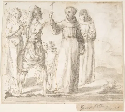 Figure of Monk Preaching to a Group of Figures
