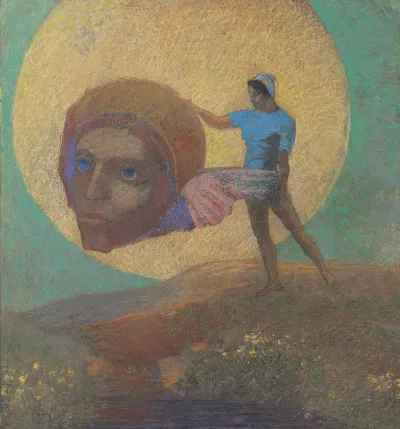Figure portant une tête ailée