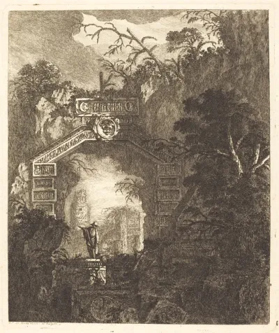 Figure Standing under a Stone Arch