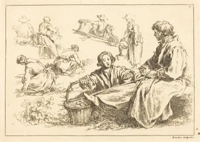 Figure Studies including Two Seated Peasants