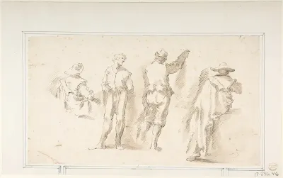 Figure Studies:  Two Standing and Two Seated Men