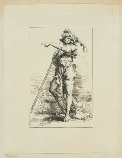 Figure with Staff Pointing