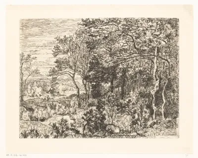 Figuren aan de rand van een bos