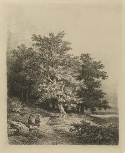 Figuren bij een bosrand