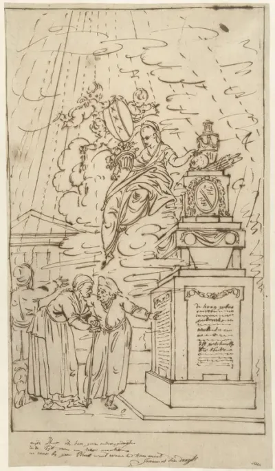 Figuren bij een grafmonument