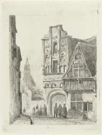 Figuren bij een Renaissance gevel