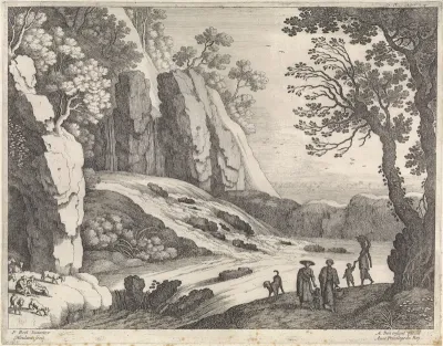 Figuren bij een waterval