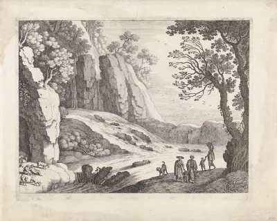 Figuren bij een waterval