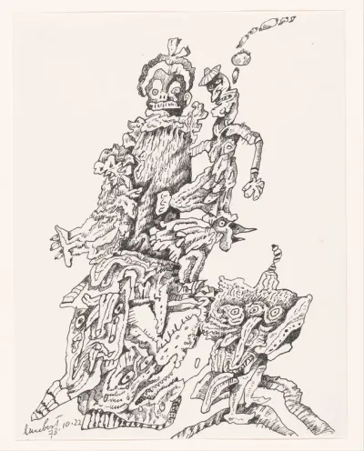 Figuren binnen spitse berg